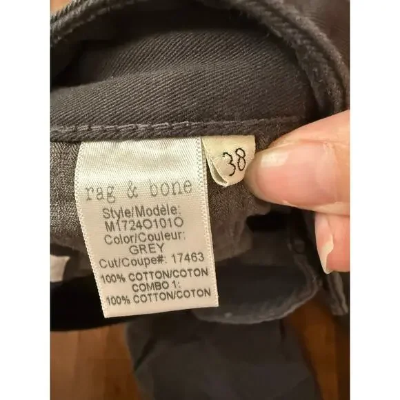 Rag & Bone Men's Fit 2 Slim Chino Pants Gray Sz 38 Business Casual Preppy Cotton - Picture 6 of 6